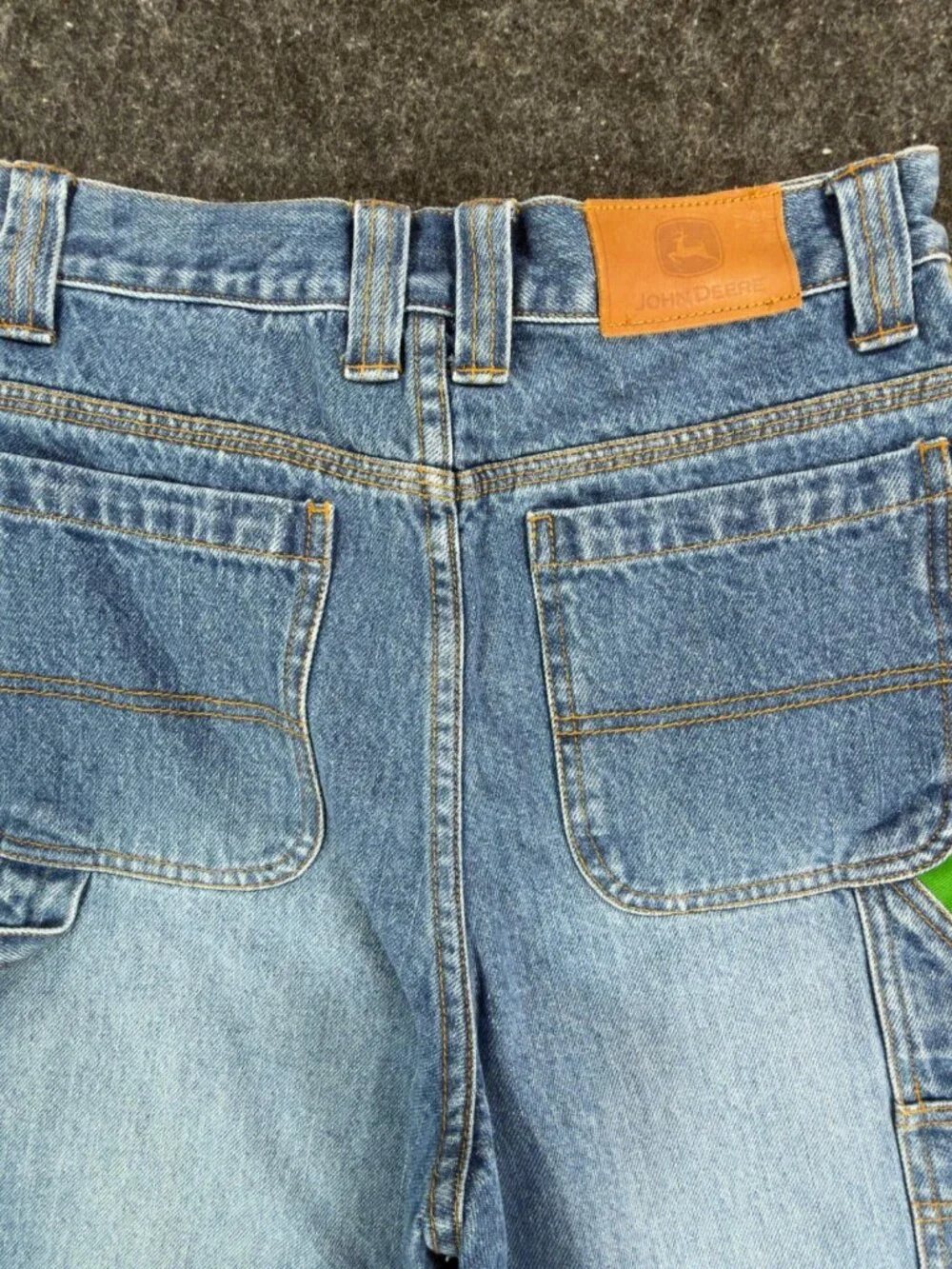 VTG John Deere Carpenter Shorts Boys 14 Womens Denim Utility Jorts NOS NWT